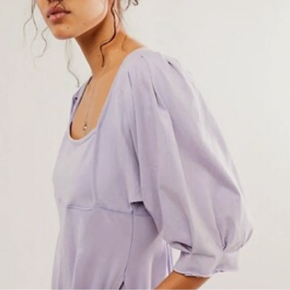 Free People Lavender Puff-Sleeve Jumpsuit - Picture 6 of 11